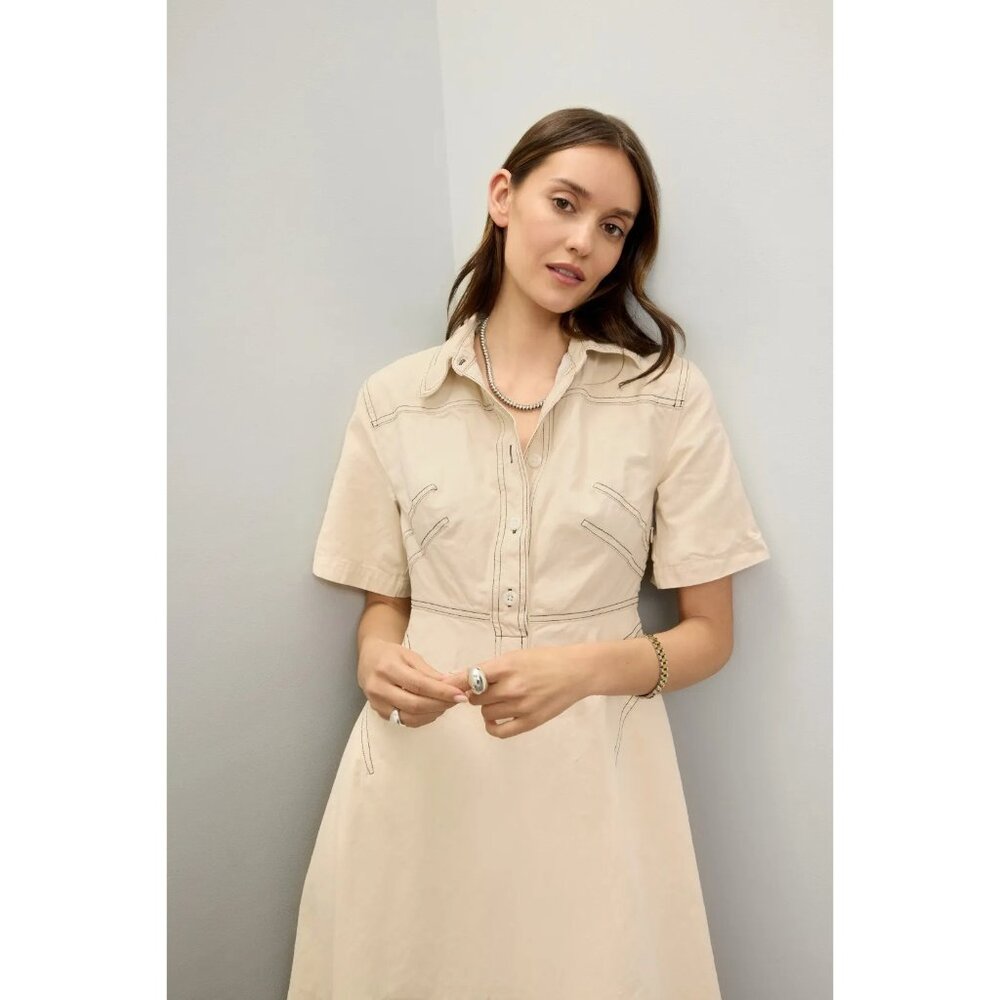Rosetta Getty Collective Bone Shirtdress In Tan EUC 100% Cotton